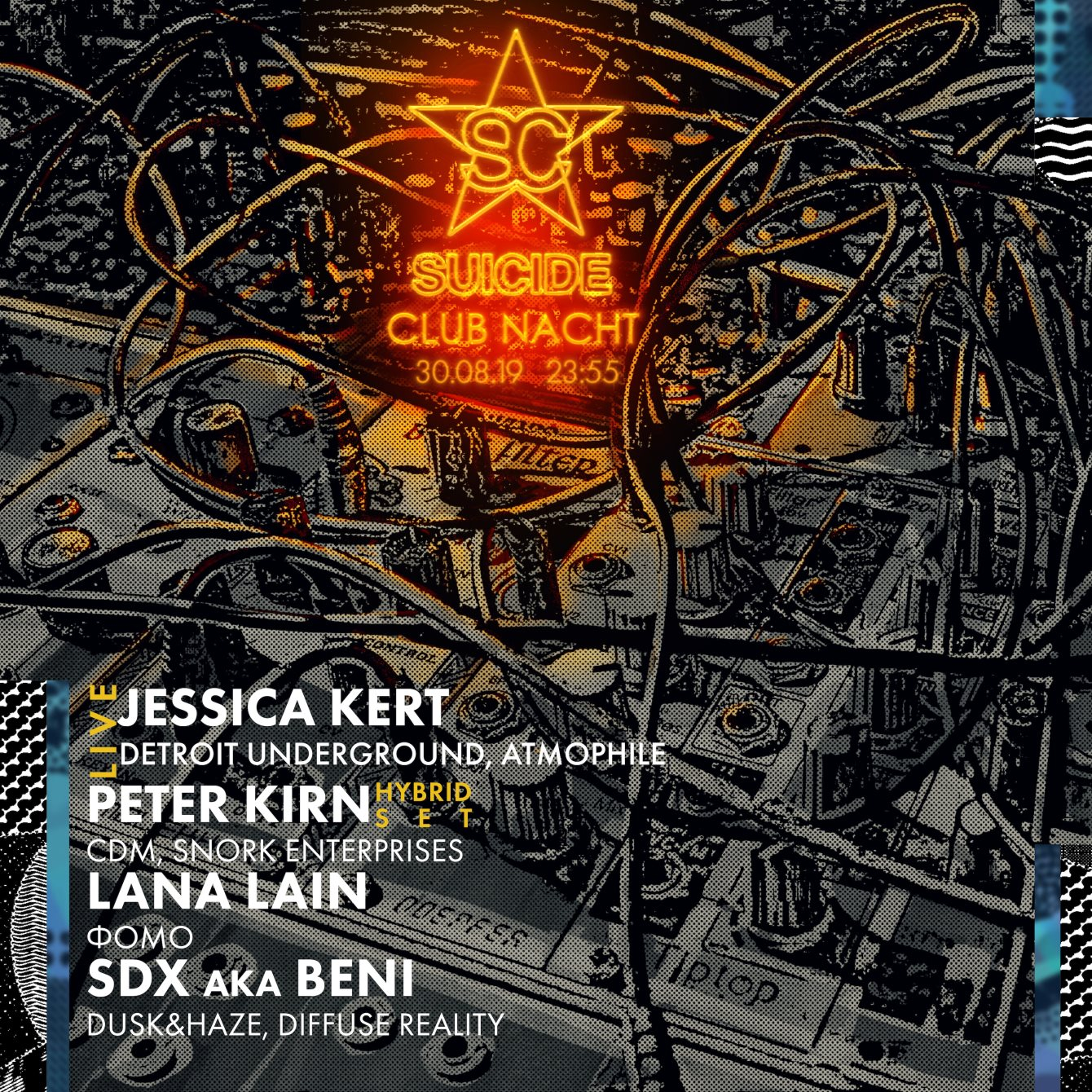 Suicide Club Nacht with Live AV by Jessica Kert and Many More, Open Air + Club - Flyer back