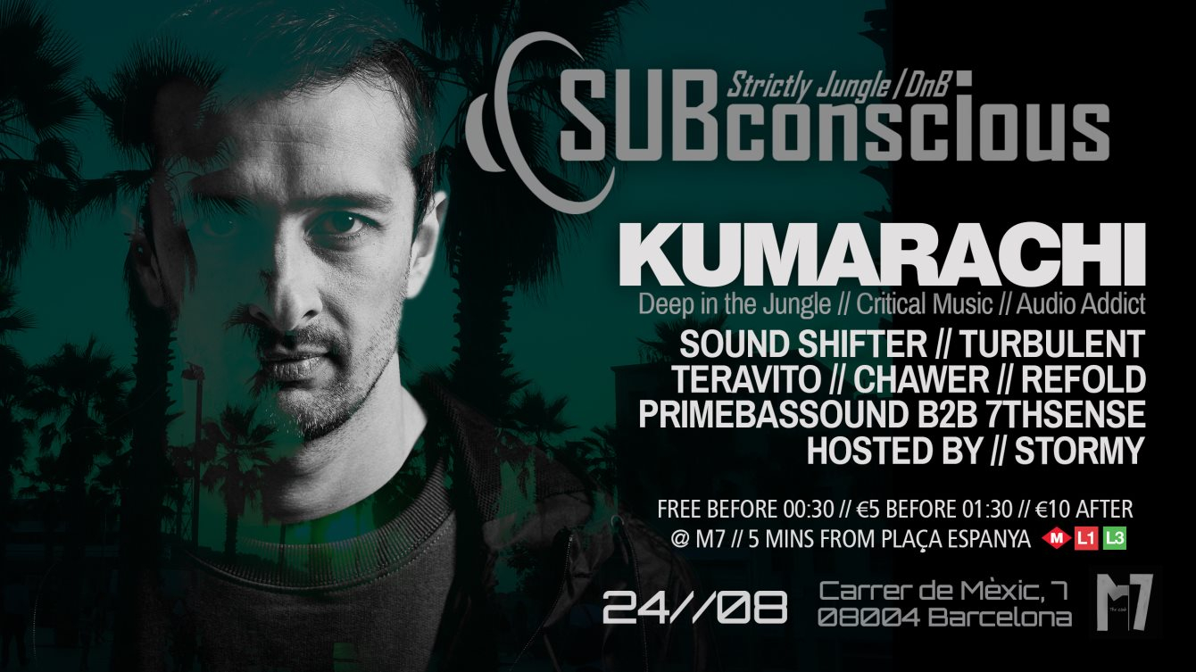 Subconscious // Kumarachi // Jungle Drum & Bass Night - Flyer front