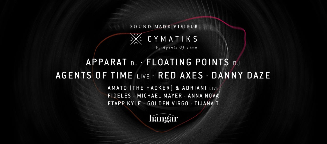 Agents Of Time present Cymatiks x Hangar - 12h Indoor Festival - Flyer front
