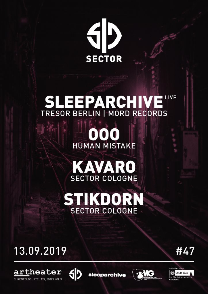 Sector with Sleeparchive - Live - Flyer front