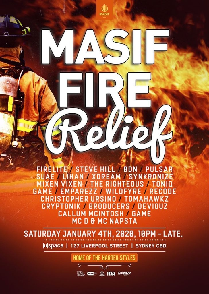 Masif Saturdays presents Masif Fire Relief! - Flyer front