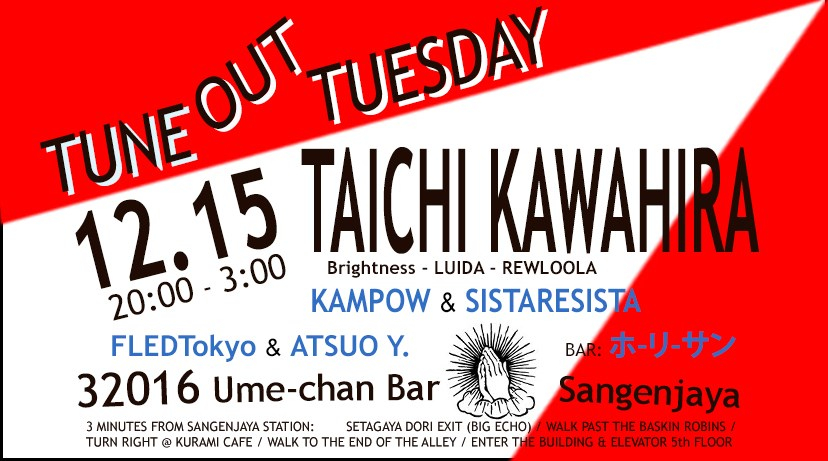 Tune ouT Tuesday - Taichi Kawahira - Kampow - Flyer front