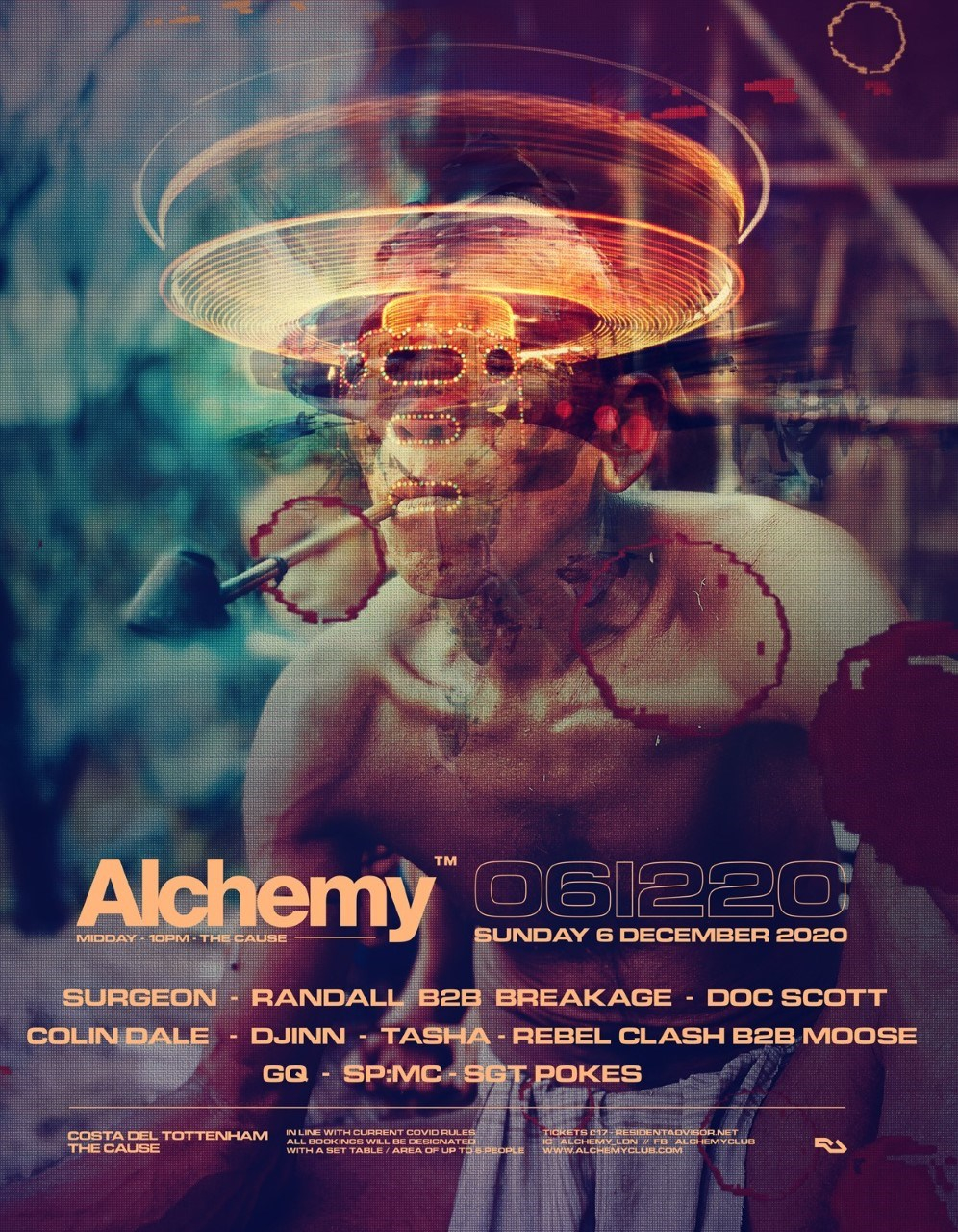 Alchemy with Surgeon, Randall b2b Breakage, Doc Scott, Colin Dale, Djinn - Flyer front