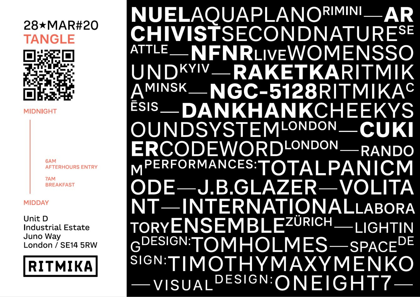 [CANCELLED] Tangle with Nuel, Archivist, Nfnr, Raketka - Flyer front