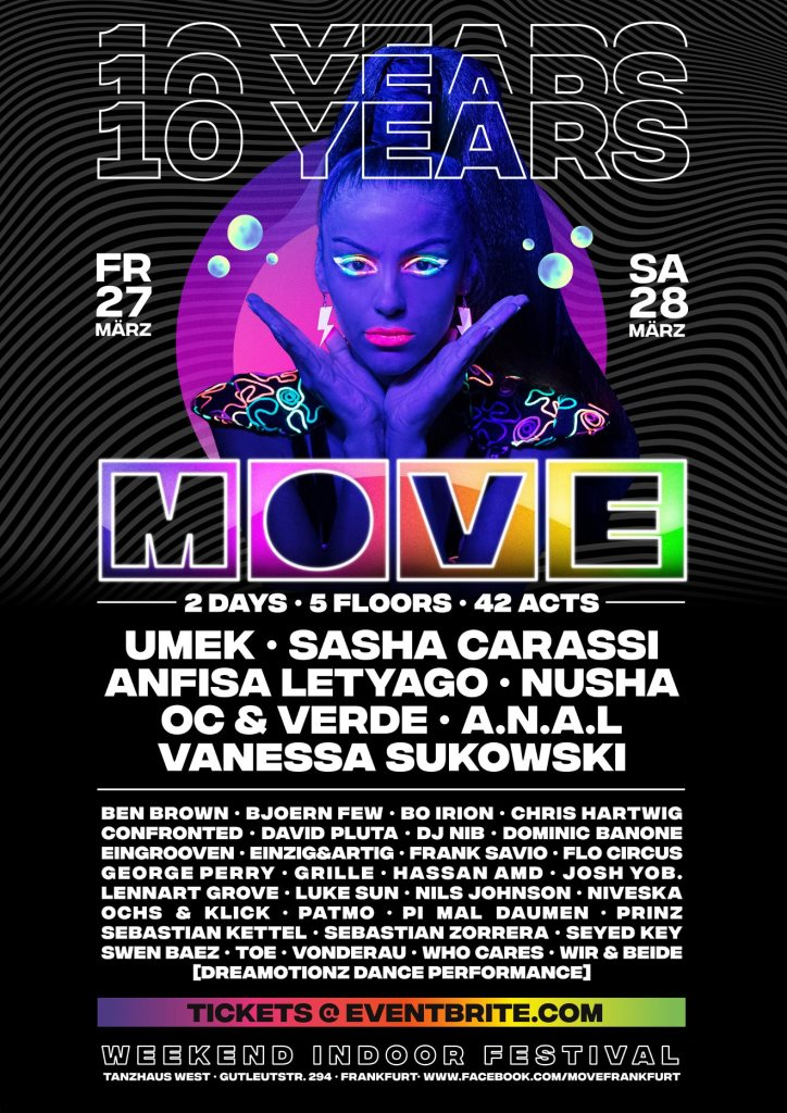 Move 10 Years - 2 Days Weekend Indoor Festival - Part 2 Saturday - Flyer front