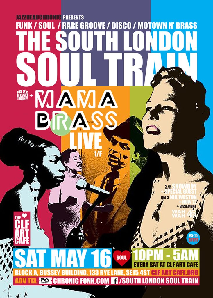 [POSTPONED] The South London Soul Train with Mama Brass (Live) - More - Flyer front