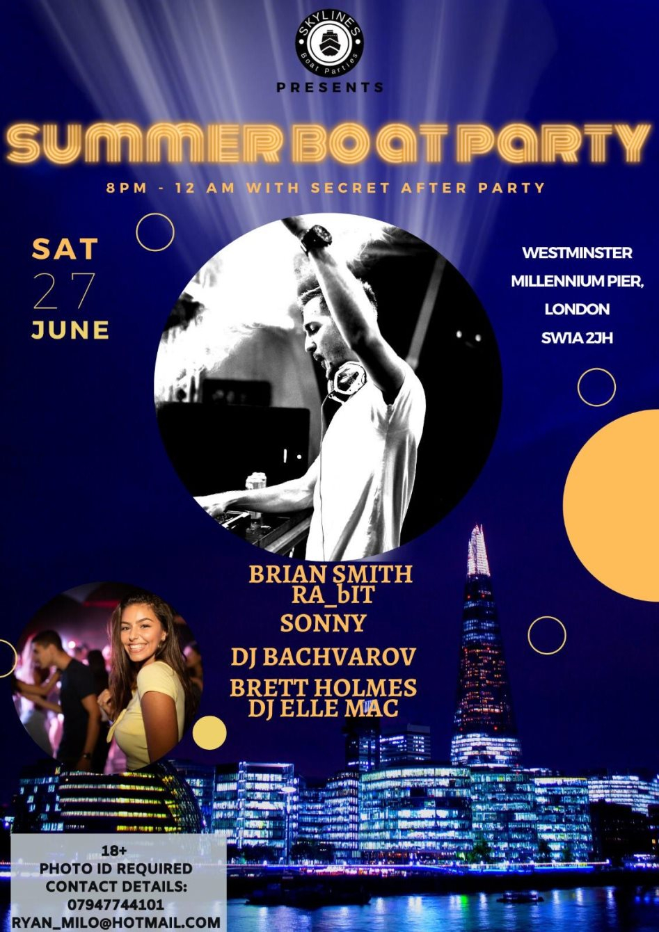 Summer Boat Party with a Secret After Party - Flyer front