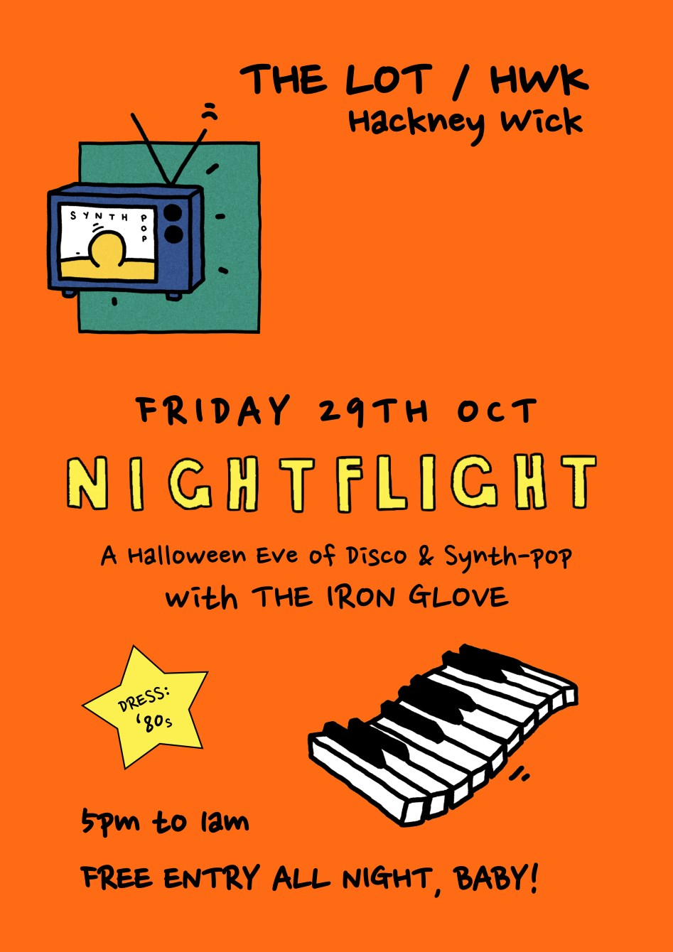 Nightflight Halloween Party: An Extended Evening of Synth pop, Italo and Disco (Free Entry) - Flyer back