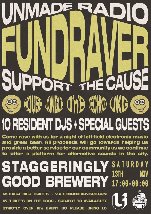 Unmade Radio Fundraver - Flyer front