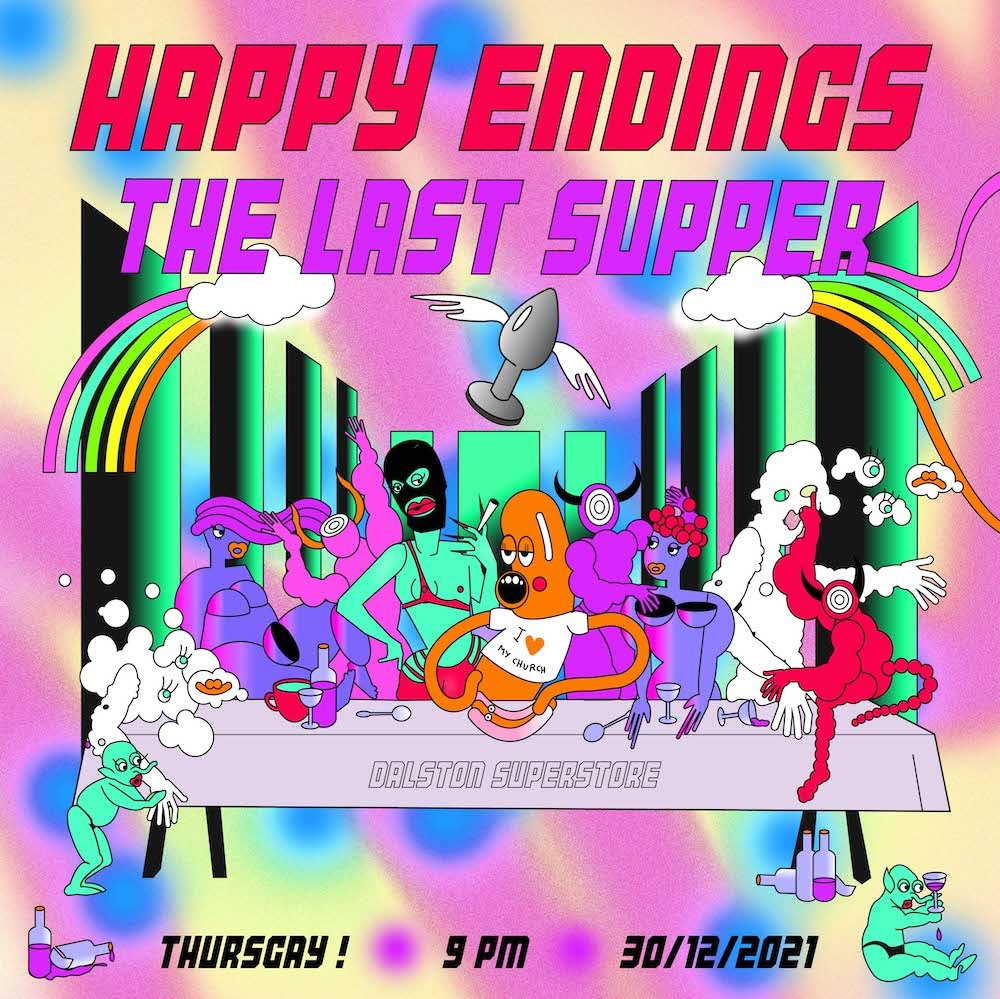 Happy Endings - The Last Supper - Flyer front