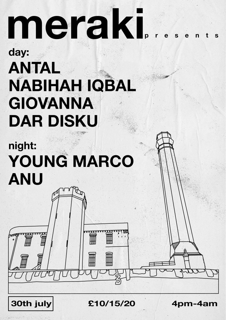 Meraki presents: Young Marco, Nabihah Iqbal, Anu, Dar Disku, Giovanna - Flyer front