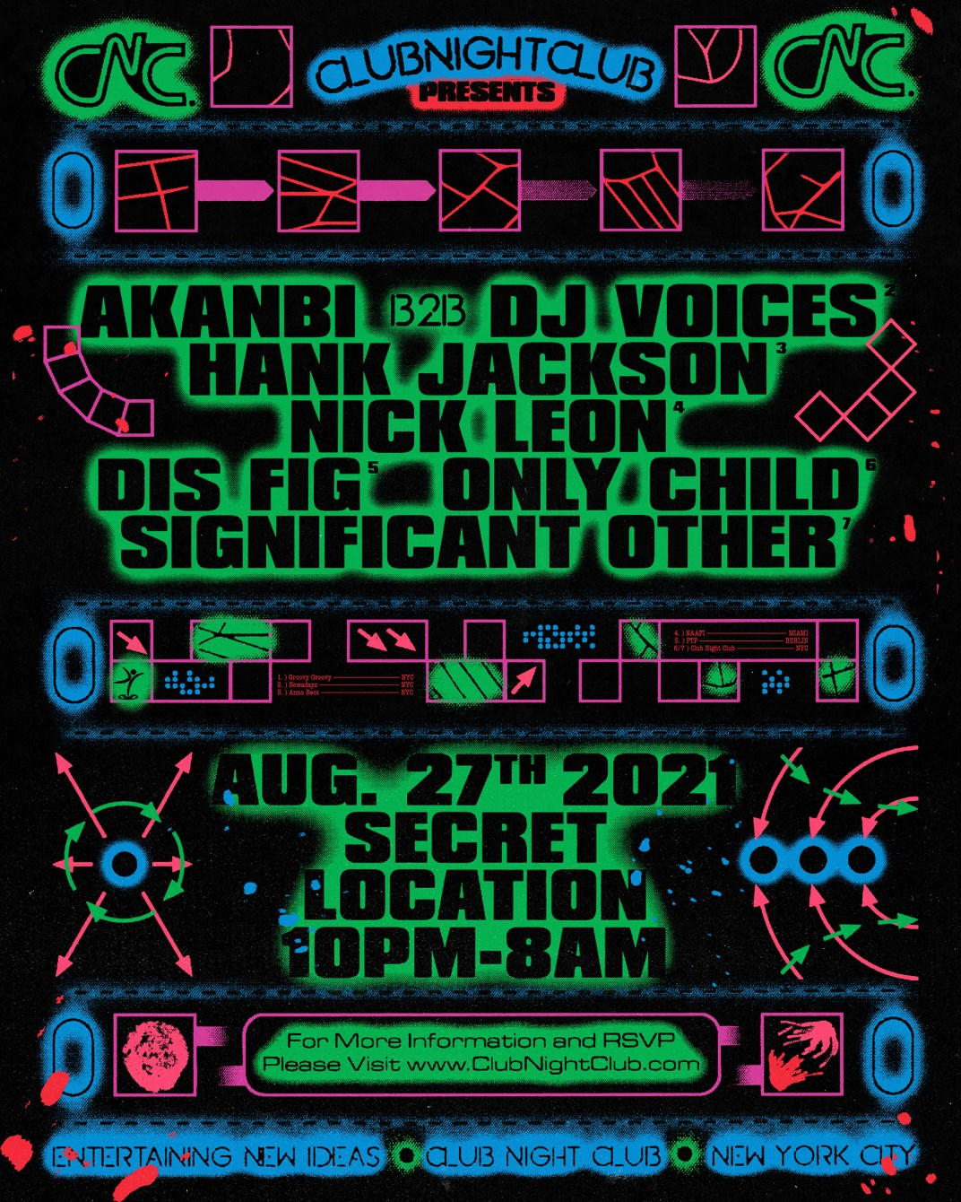 Club Night Club: Nick León, Dis Fig, DJ Voices b2b Akanbi, Hank Jackson - Flyer front