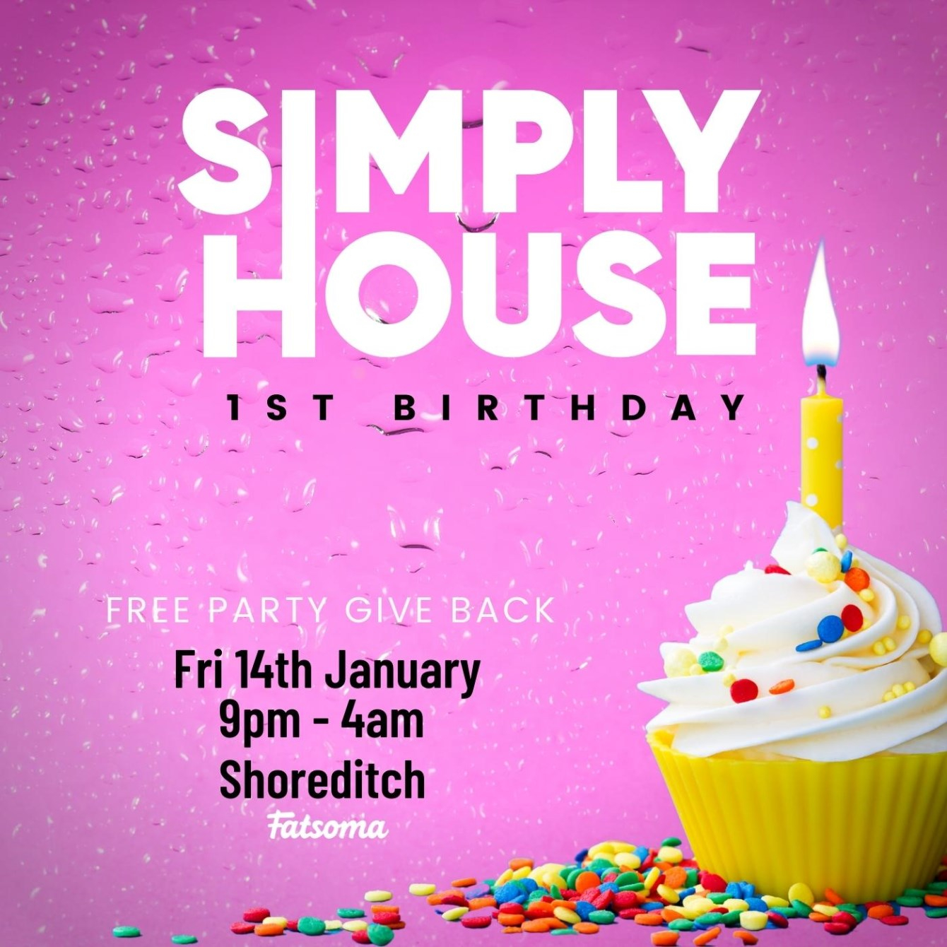 Simply House 1st Birthday - Flyer front