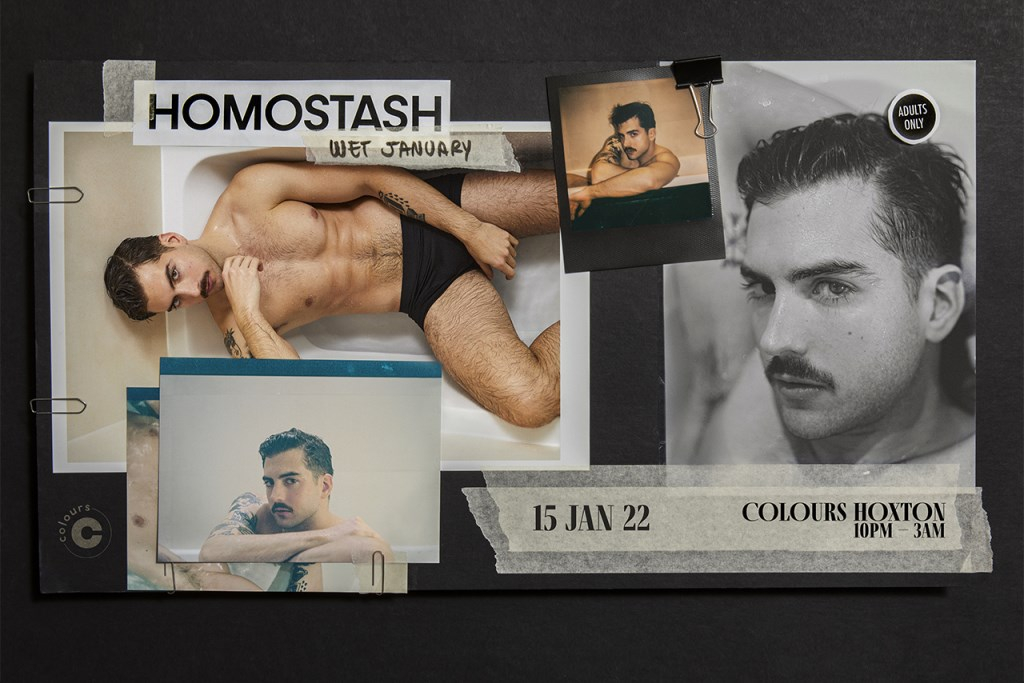 Homostash - WET January - Flyer front