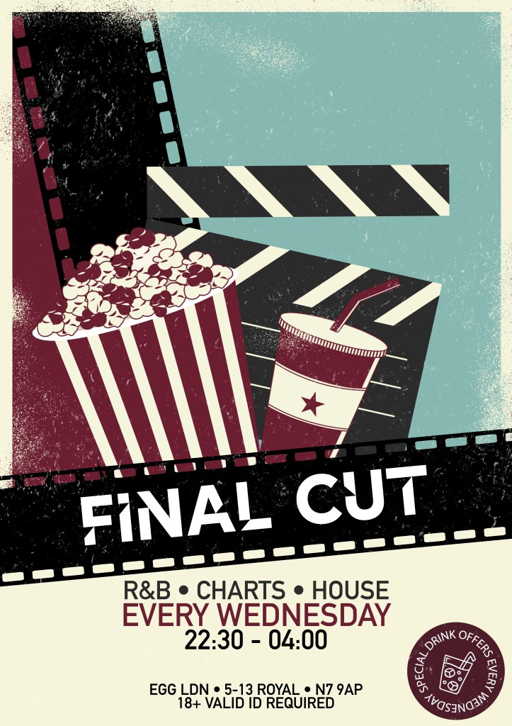 Final CUT - R&B, Charts, House All Night Long - Flyer front