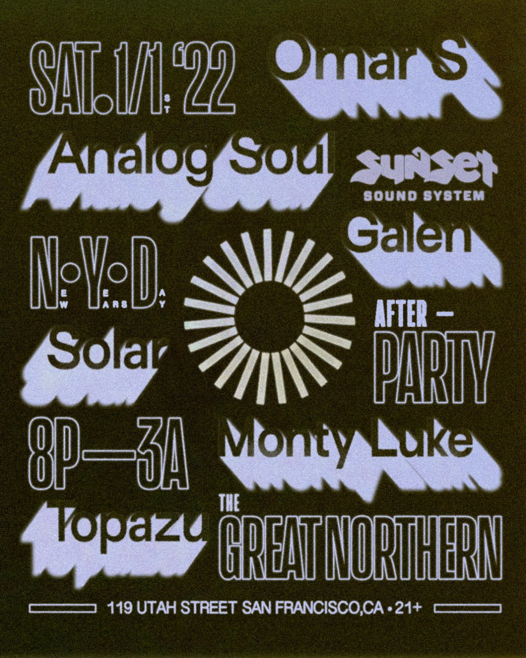 Sunset Sound System New Years Day After-Party 2022 - Flyer back