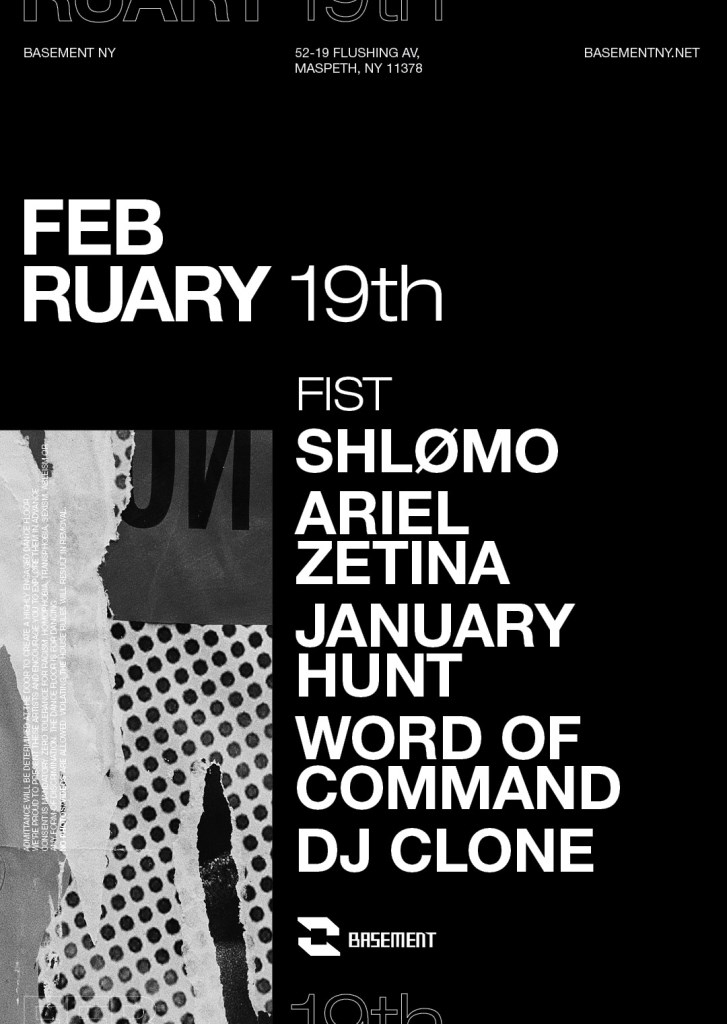Fist: Shlømo / Ariel Zetina / January Hunt / Word of Command / DJ Clone - Flyer front