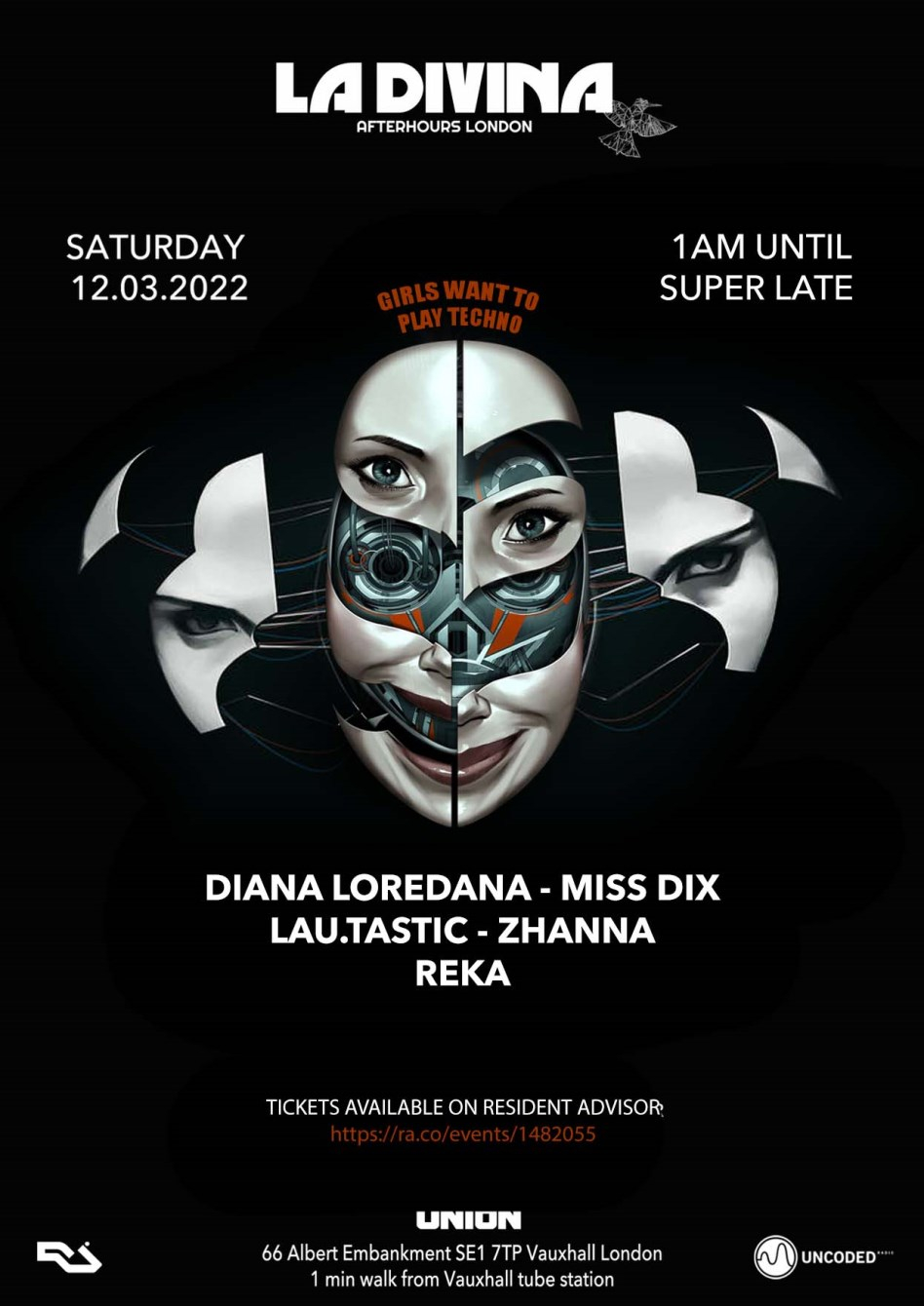 La Divina Afterhours 'Girls Want to Play Techno - Flyer front