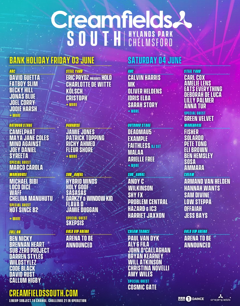 Creamfields South 2022 - Flyer front