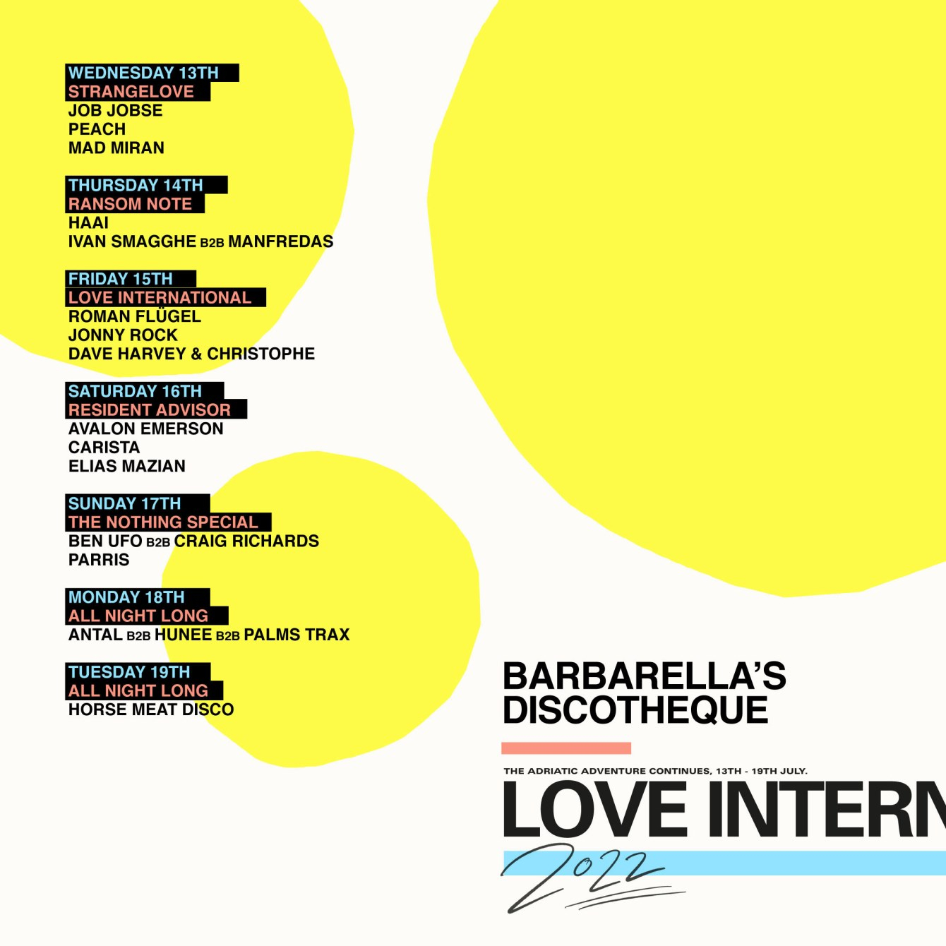 Barberalla’s Discotheque: Resident Advisor - Flyer front