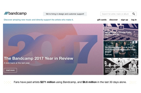 Bandcamp posts label revenue increase of 73% for 2017, reports $270m payout to artists image