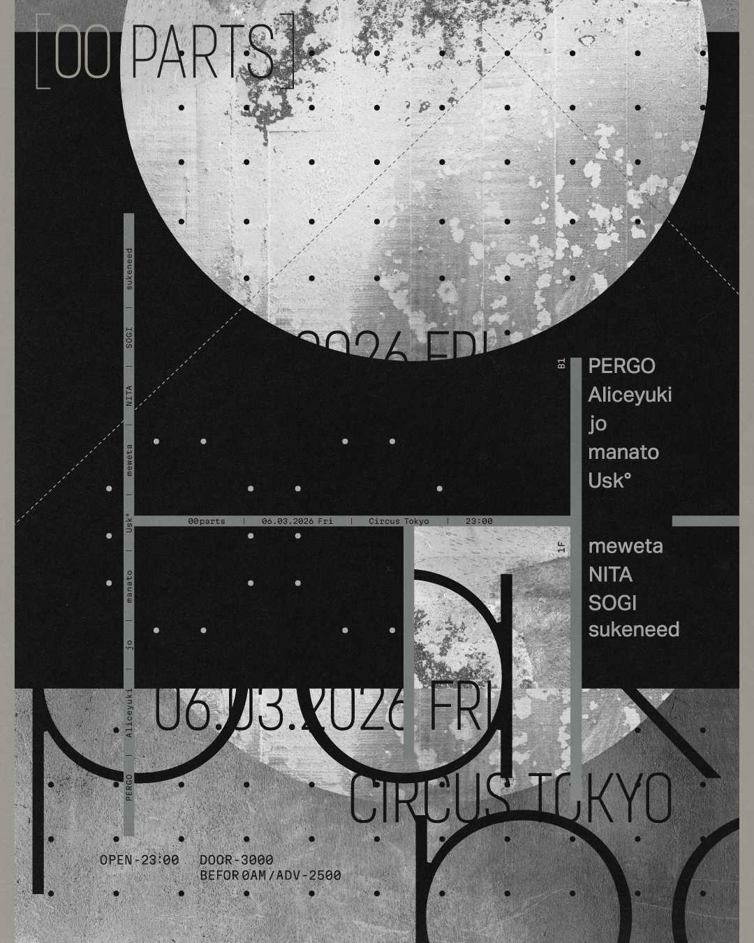 00parts/hardgroove,deep,industrial techno at Circus Tokyo, Tokyo
