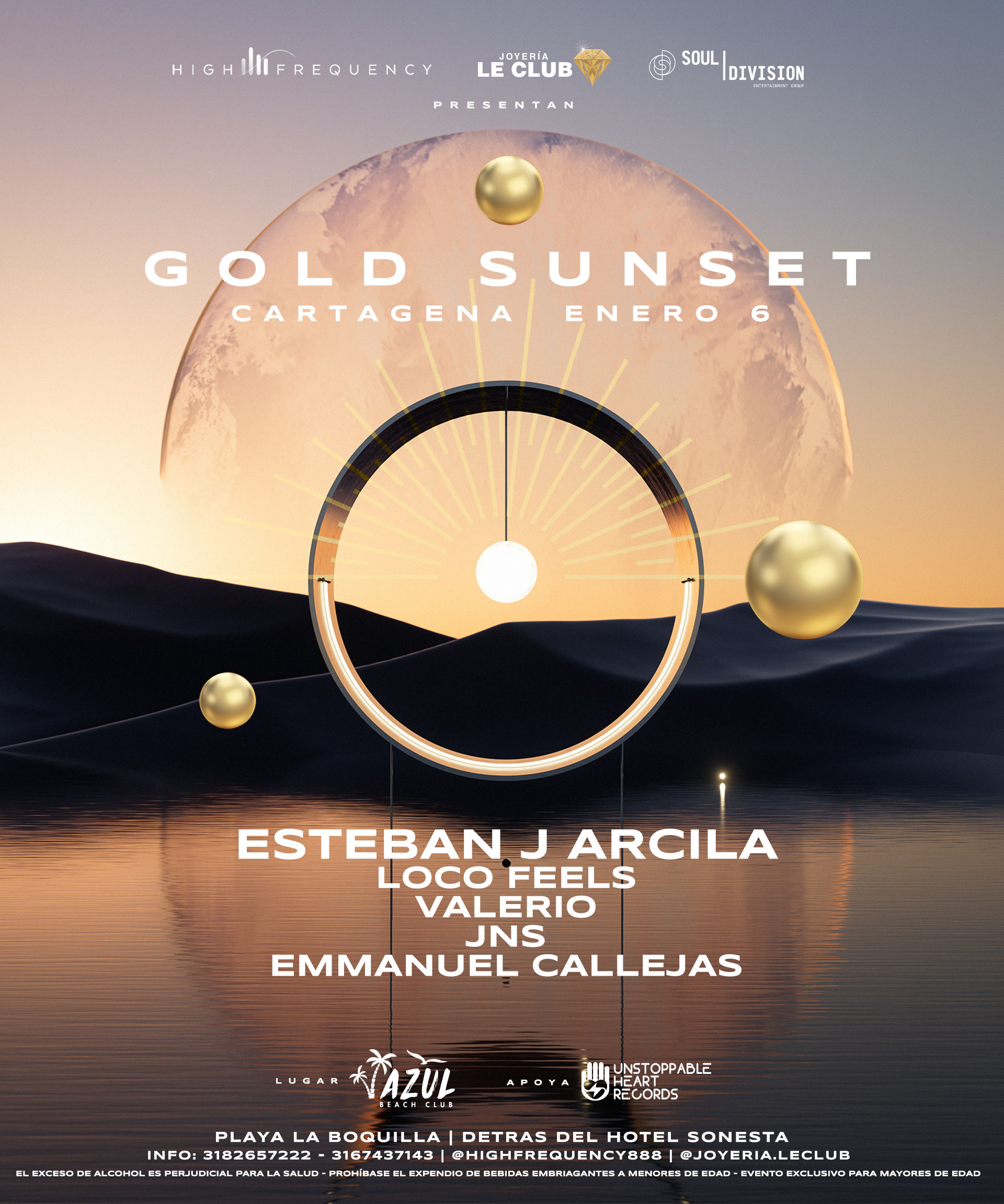 Gold Sunset x Esteban J Arcila at Azul Beach Club Cartagena, Colombia