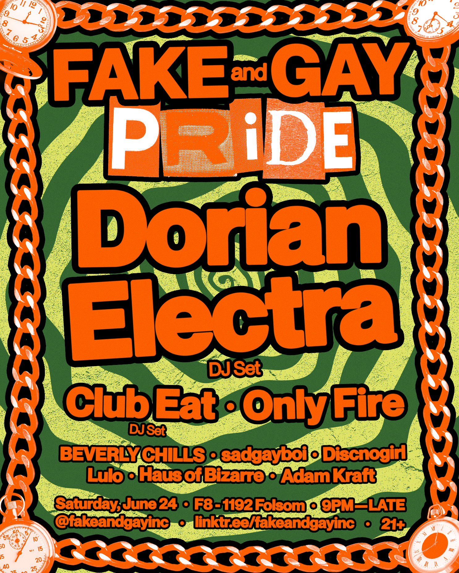 FAKE and GAY Pride! Dorian Electra (DJ set) + Club Eat (DJ set) + Only Fire  at F8 1192 Folsom, San Francisco/Oakland