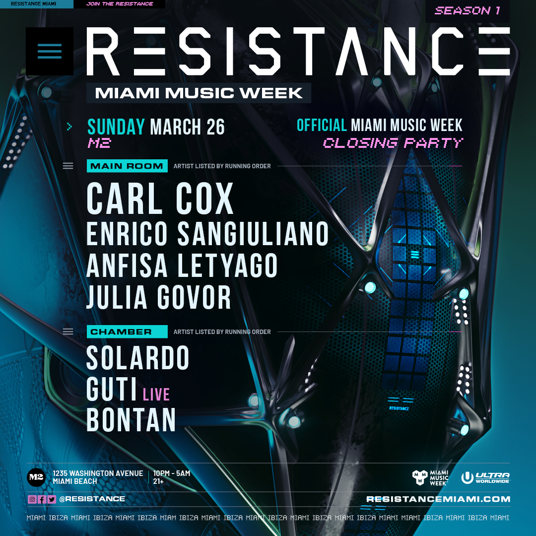 Resistance Miami: Carl Cox // Official MMW Closing Party at TBA - M2, Miami