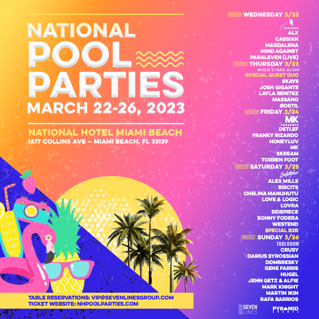 National Hotel Pool Parties All-Week Access Bands - Miami Music Week 2023  at The National Hotel, Miami