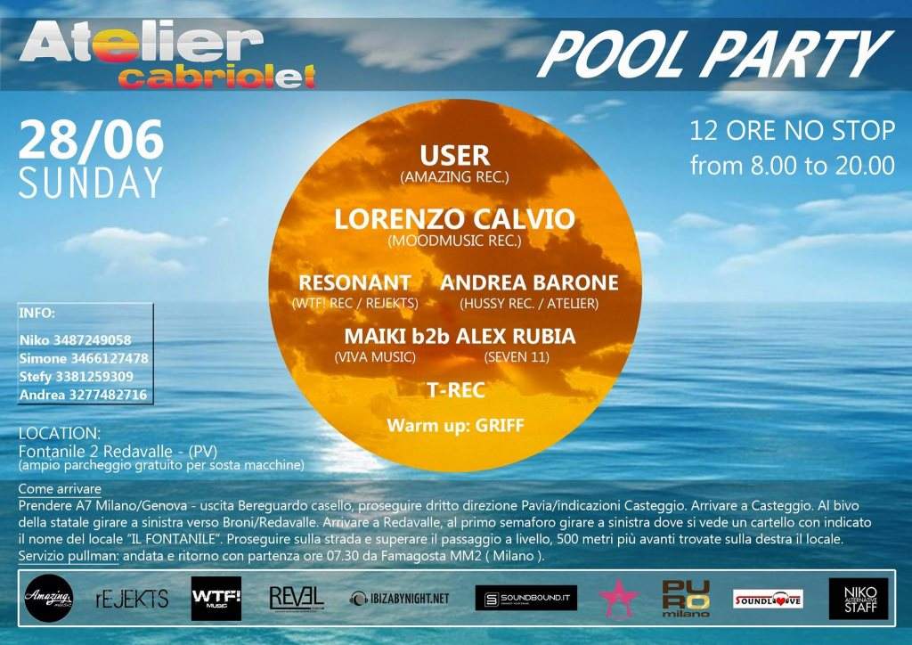 Pool Party Atelier Afterhours Sunday - フライヤー裏