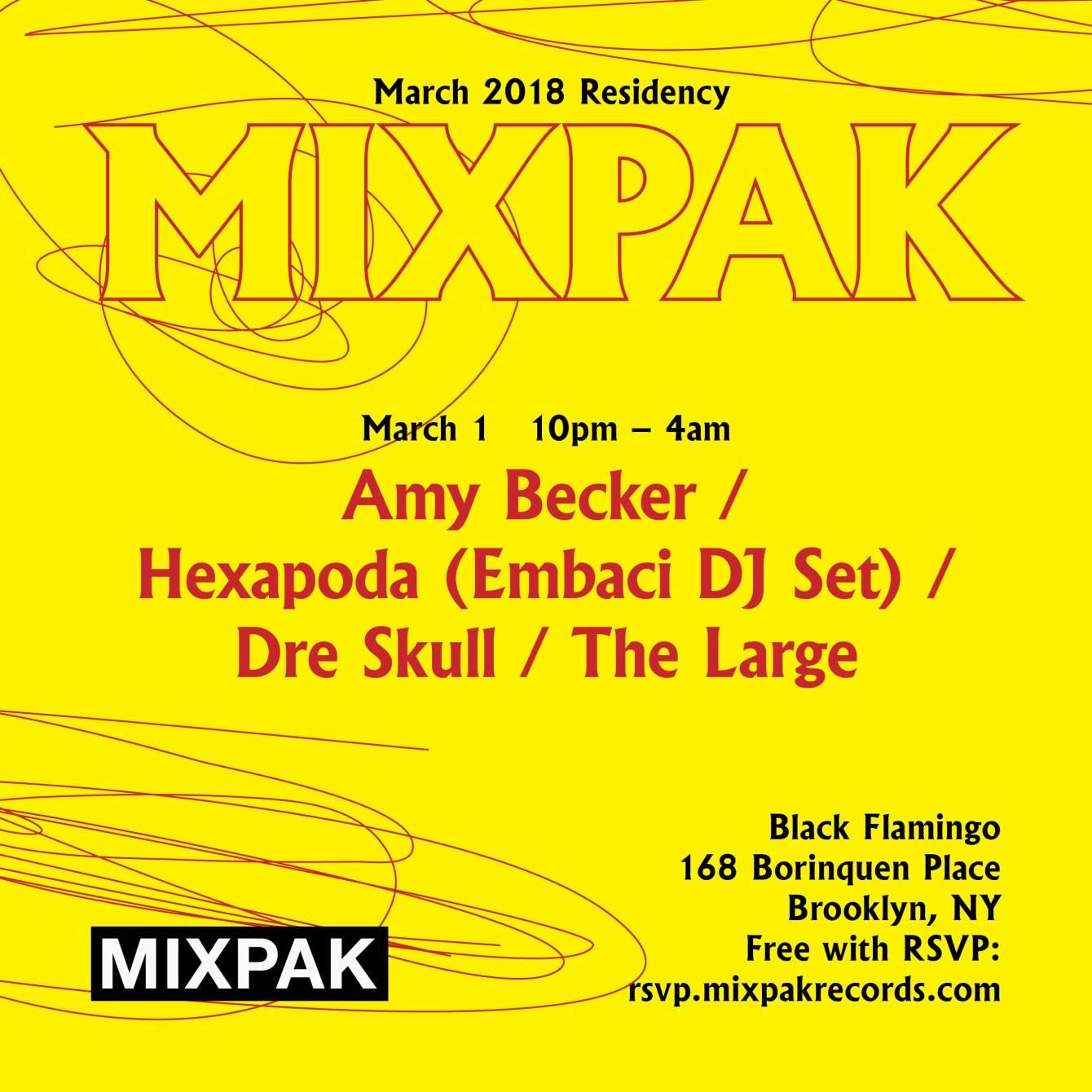 Mixpak Residency: Amy Becker, Hexapoda (Embaci DJ Set), Dre Skull, The Large - Página frontal