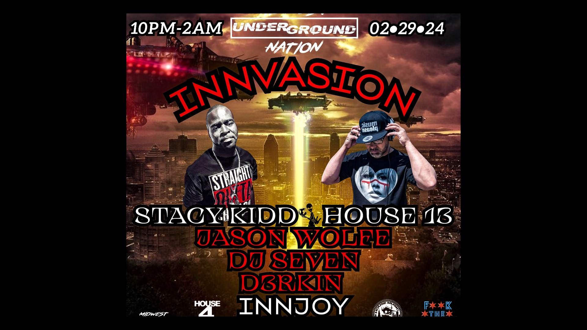 M.U.N. presents INNVASION feat. Stacy Kidd with House 13, Jason Wolfe, DJ Seven, D3RKIN - Página frontal