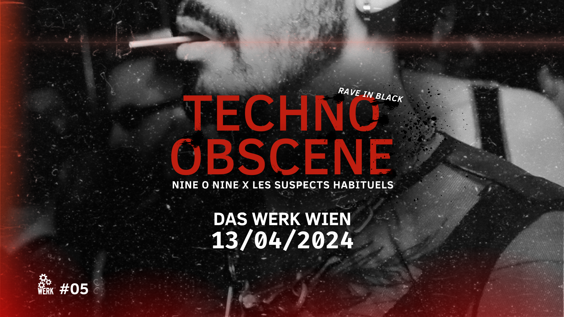 TECHNO OBSCENE: RAVE IN BLACK - NINE O NINE x LSH - Das Werk Wien - Página frontal