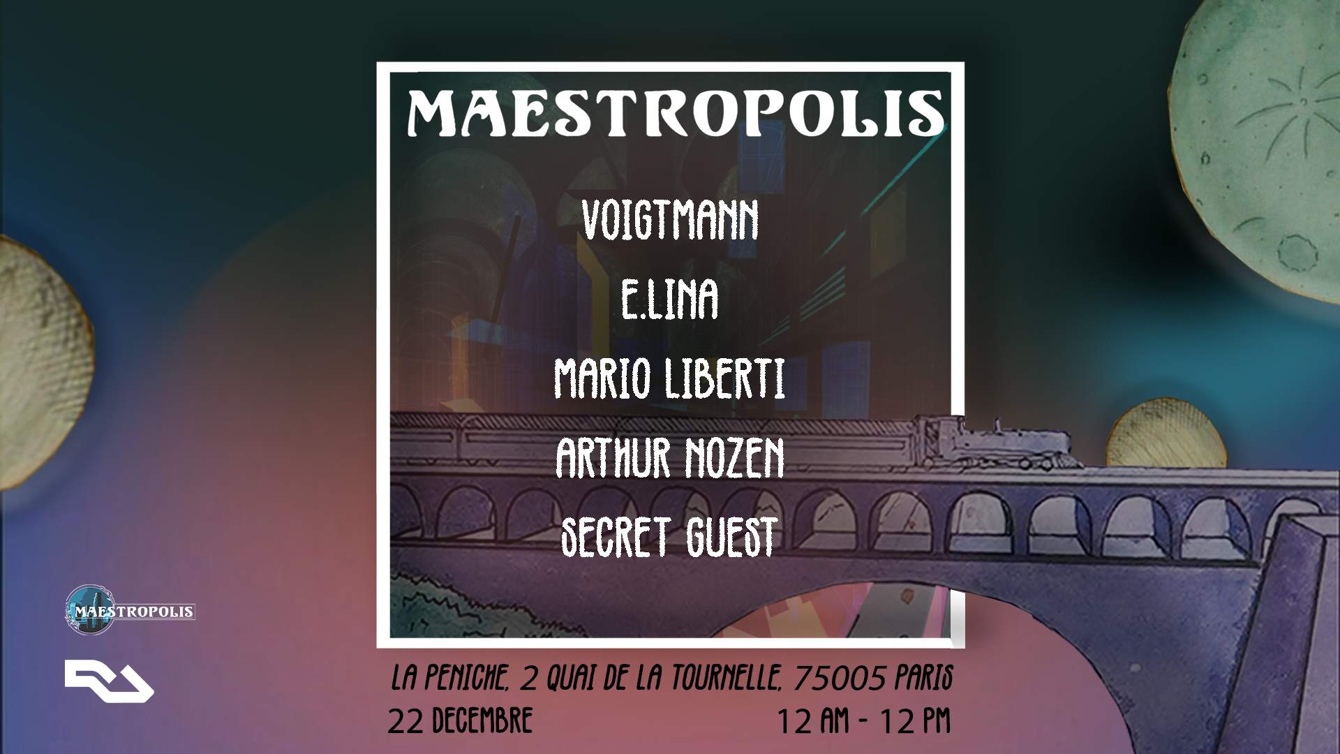 Maestropolis Records Party: Voigtmann, E.LINA, Mario Liberti, Nozen, Secret Guest - Página frontal