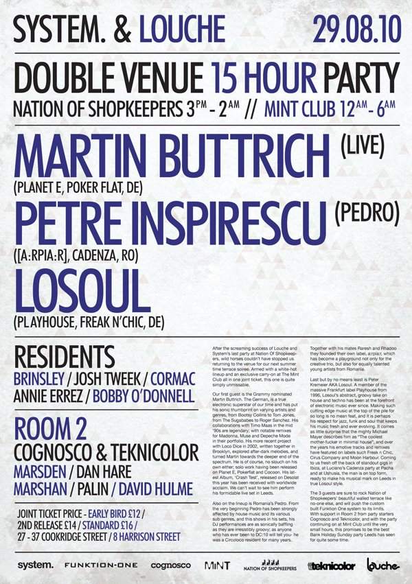 Louche & System Terrace Party + Mint Club: Martin Buttrich, Pedro & Losoul - Página trasera
