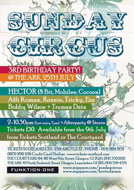 Sunday Circus 3rd Birthday Party feat. Hector - フライヤー表