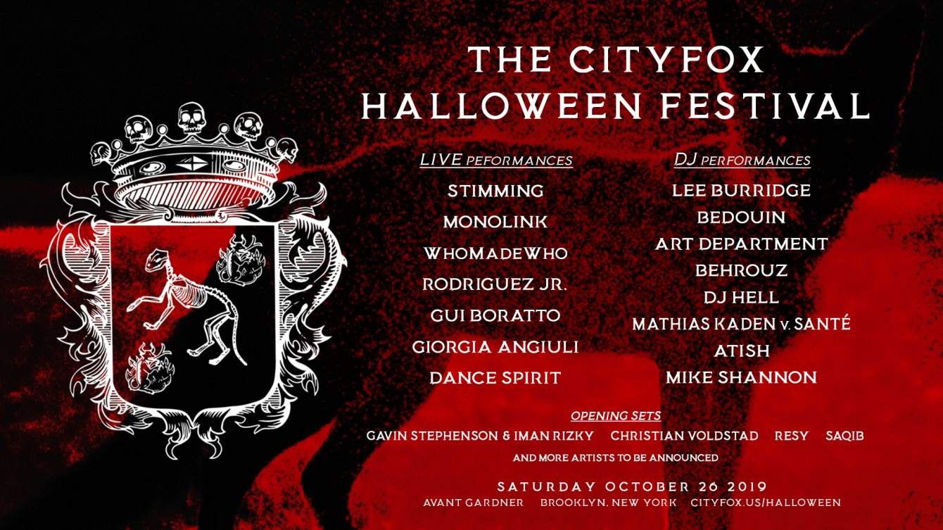 The Cityfox Halloween Festival: Lee Burridge, Bedouin, Stimming, Monolink & More - フライヤー表