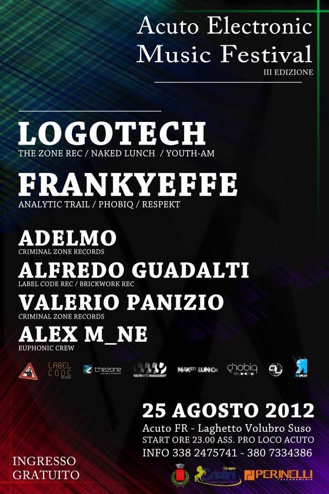Logotech, Frankyeffe - Acuto Electronic Music Festival - Open Air - Página frontal