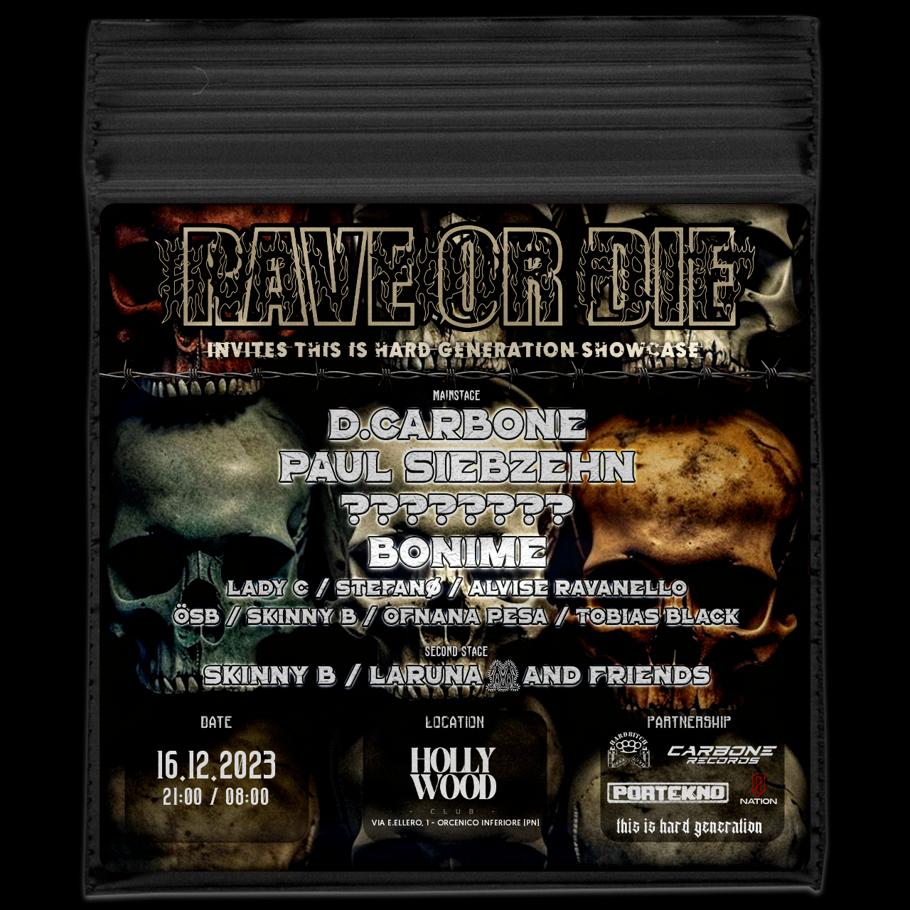 RAVE OR DIE X T.I.H.G. RECORDS SHOW CASE - フライヤー表