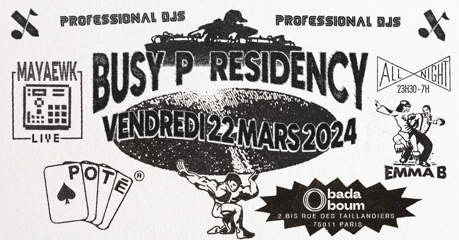 Club — Busy P residency (+) Mayaewk live (+) Emma B (+) Poté - Página frontal