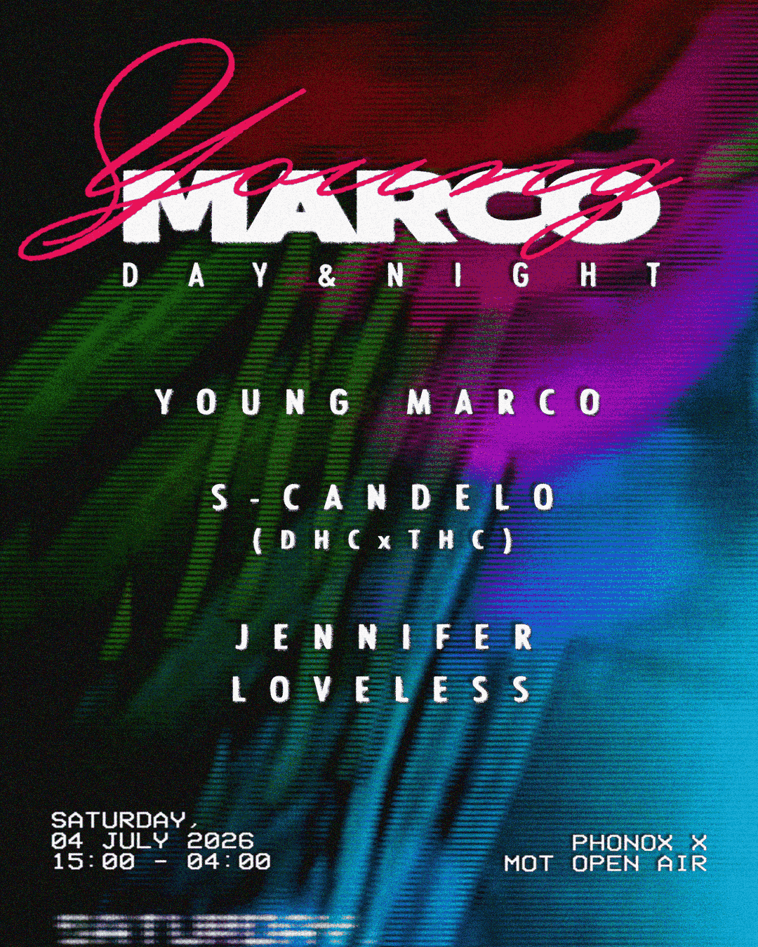 Phonox x MOT Open Air: Young Marco, S-candalo (THC x DHC), Jennifer Loveless - Day & Night cover