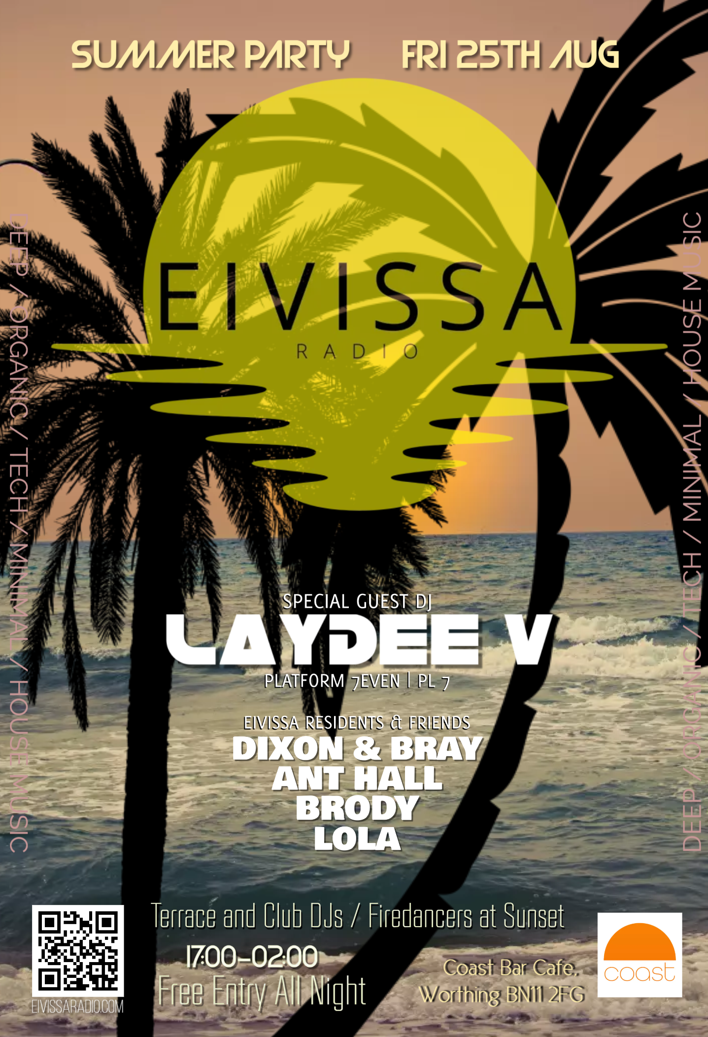 Eivissa Summer Party at Coast Cafe/Bar with Laydee V - フライヤー表