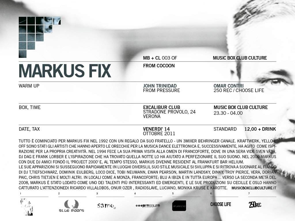 Music Box Club Culture Party with Markus Fix - Página trasera