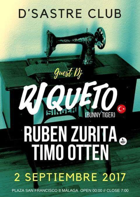 Dj Queto & Ruben Zurita - 2 September - D Sastre Club Malaga - フライヤー表