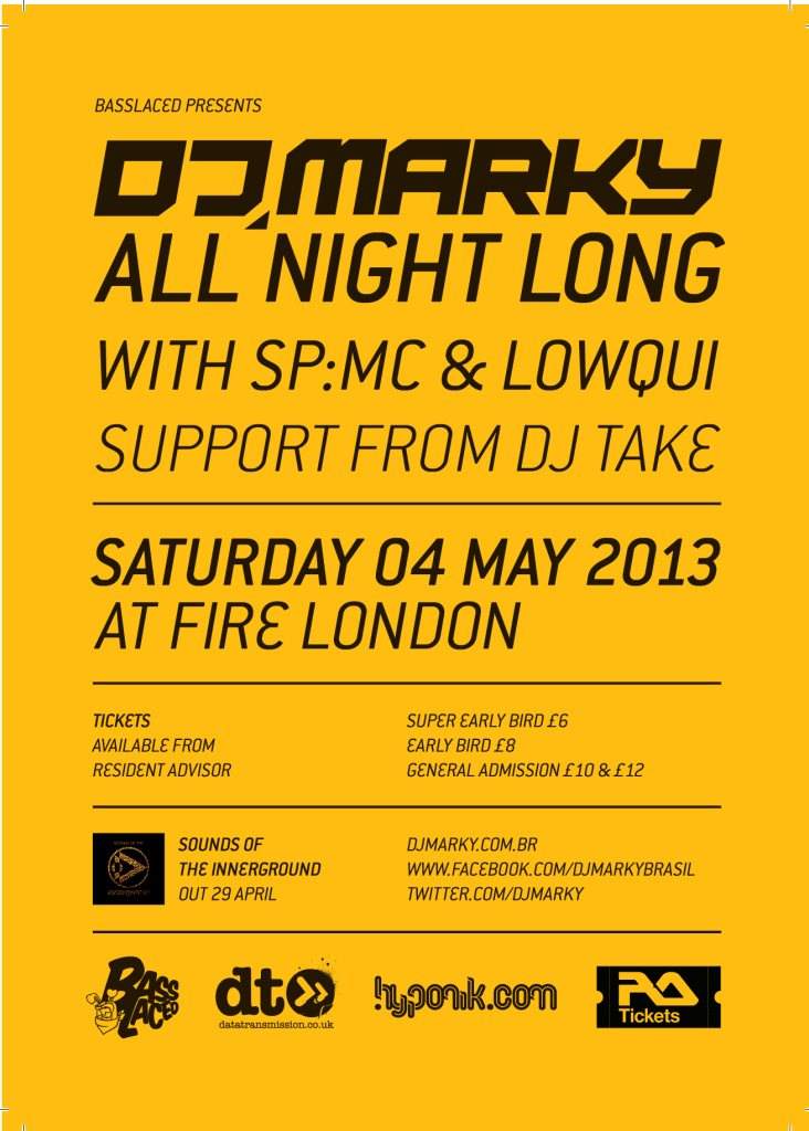 Basslaced presents DJ Marky all Night Long with SP:MC & Lowqui - フライヤー裏