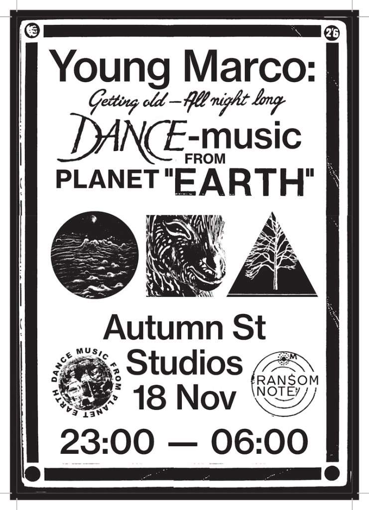 Young Marco - Dance Music From Planet Earth - フライヤー表