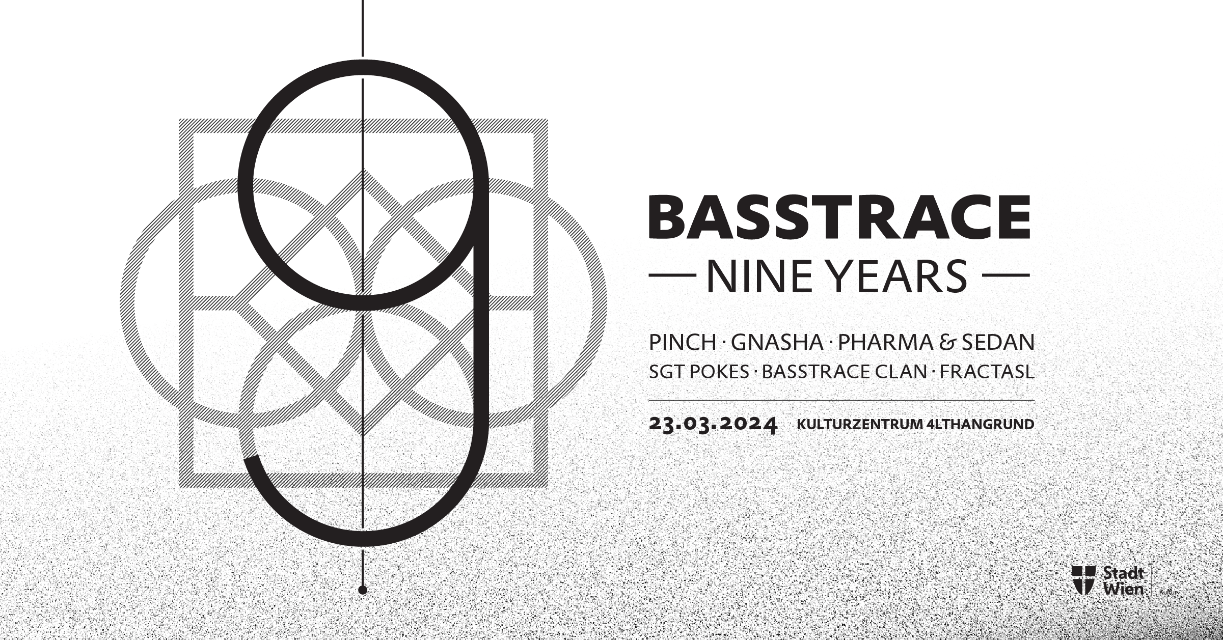 Basstrace 9 YEARS with PINCH, GNASHA, PHARMA & SEDAN - hosted by SGT Pokes - フライヤー表