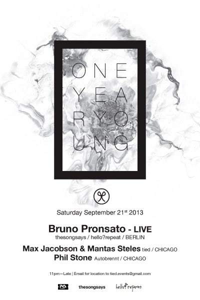 Tied, 1 Year Young with Bruno Pronsato (Live) - フライヤー表