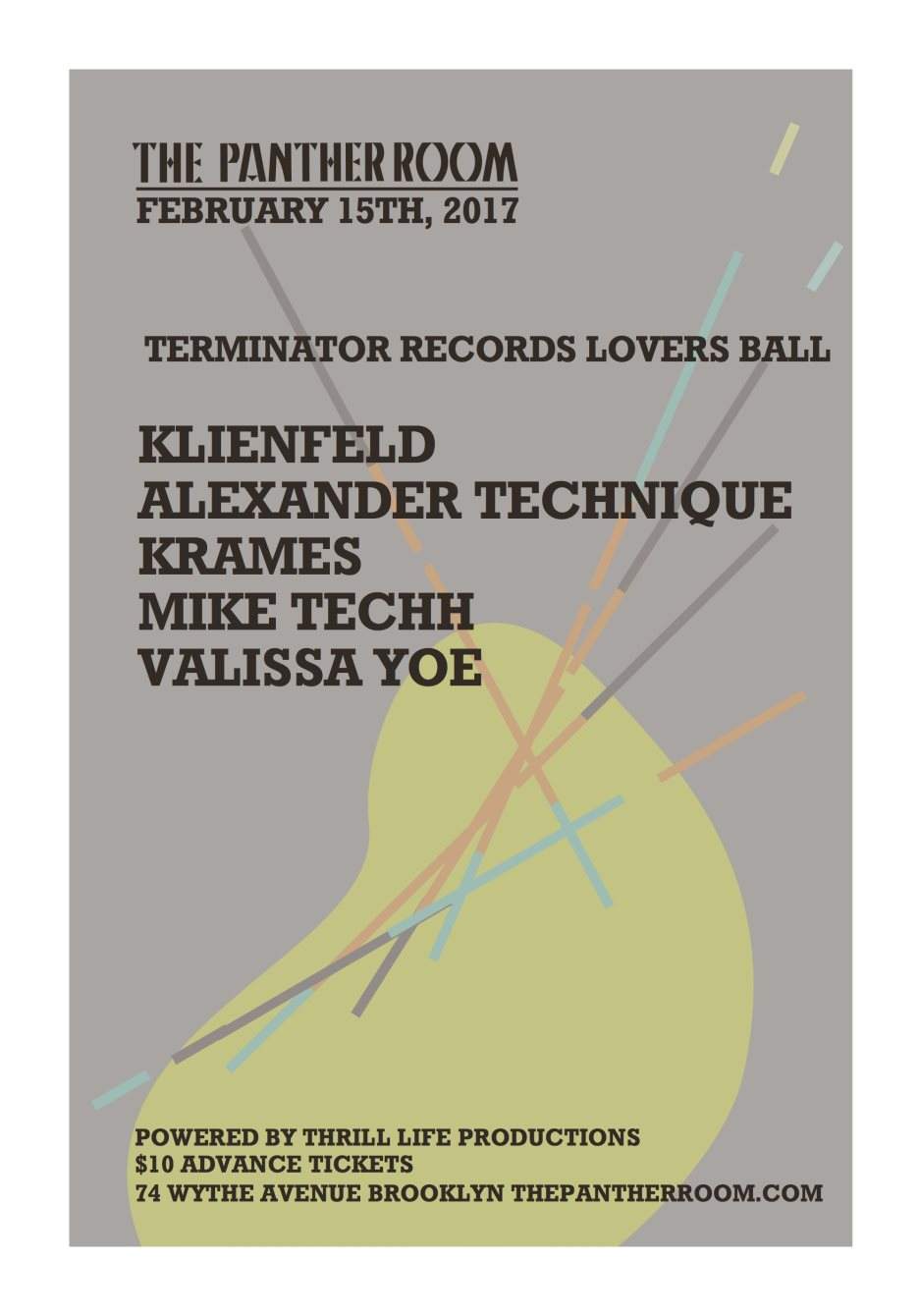 Terminator Records Lovers Ball in The Panther Room - フライヤー表
